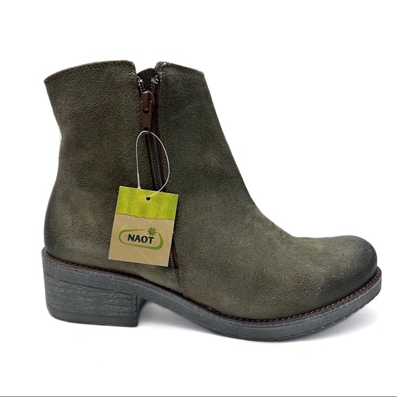 Naot Shoes - Naot Wander Suede Boot Olive Ankle Bootie Size 8